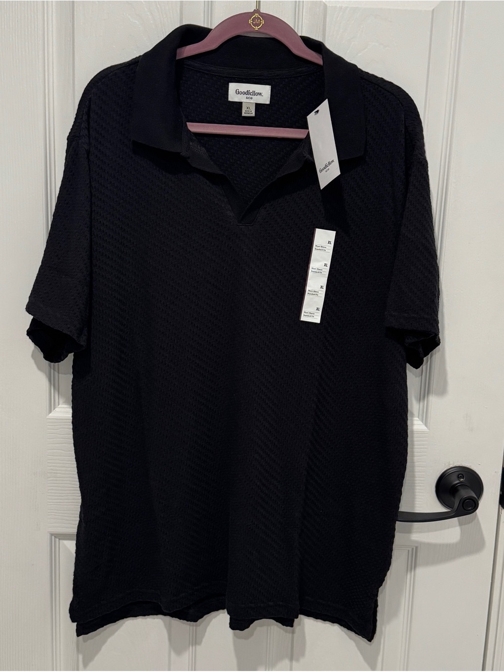 Goodfellow & Co Men’s Black Textured Polo Shirt XL NWT V947